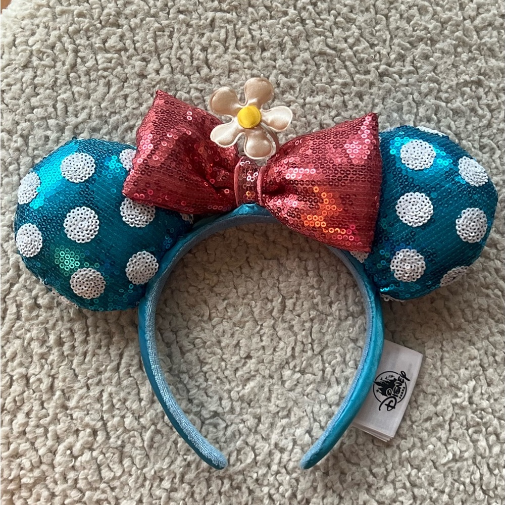 Disney Blue and Red Sequin Minnie Ears Headband